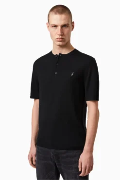 All Saints Black Mode Merino Ss Henle T-Shirt