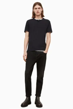 All Saints AllSaints Black Figure Short Sleeve Henley T-Shirt -ALLSAINTS Sales unnamed file 360 scaled