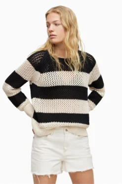 All Saints AllSaints Black Lou Mesh Jumper