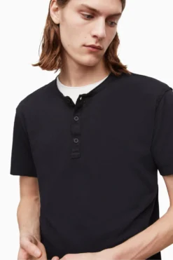 All Saints AllSaints Black Figure Short Sleeve Henley T-Shirt -ALLSAINTS Sales unnamed file 361 scaled