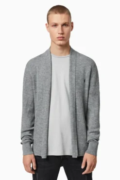 All Saints Grey Mode Merino Open Cardigan