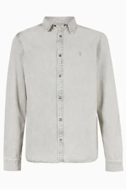 All Saints AllSaints Grey Gleason Ls Shirt -ALLSAINTS Sales unnamed file 3709