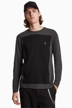 All Saints Black Lobke Ls Crew Top