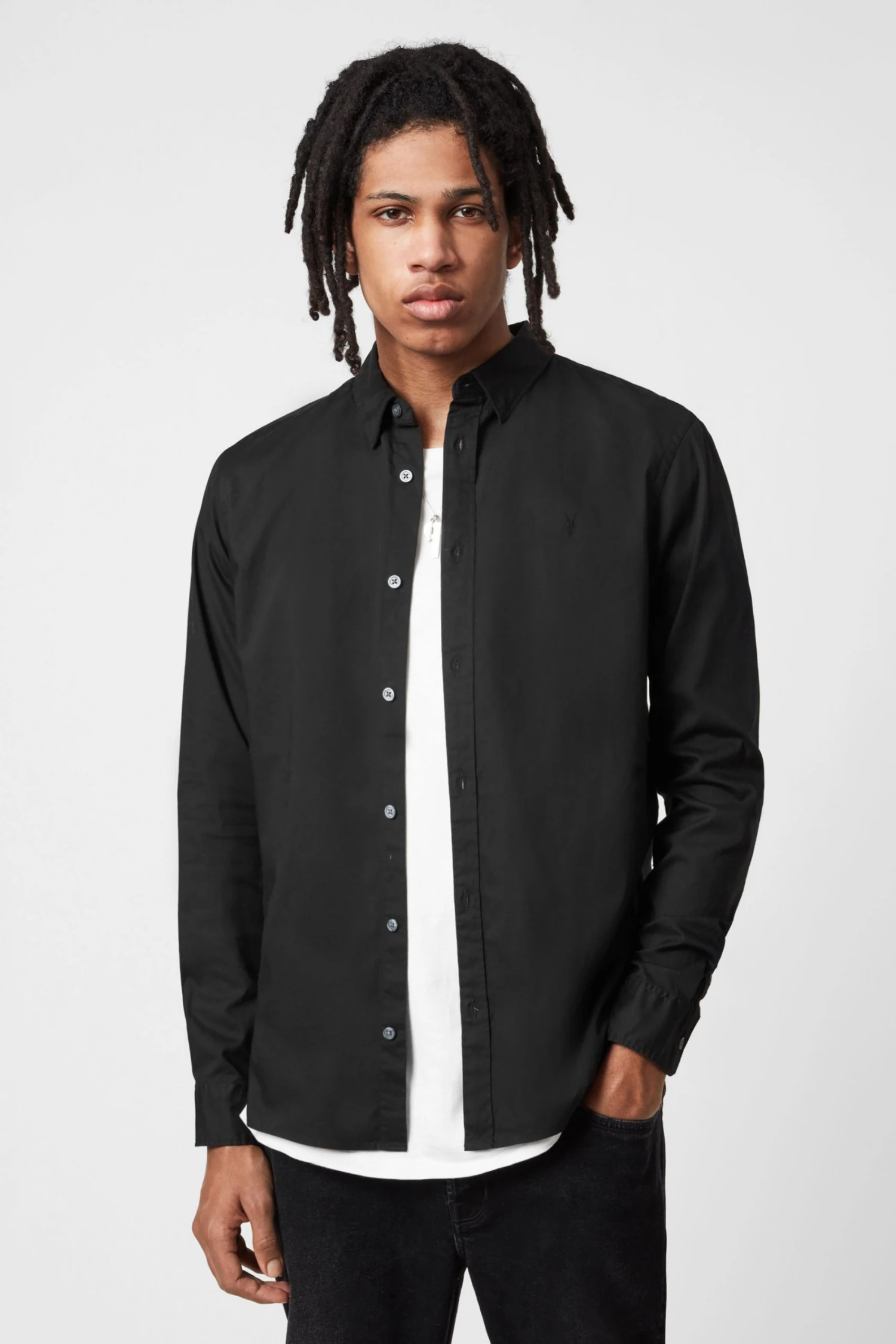 All Saints AllSaints Hawthorne Long Sleeved Shirt White 3 All Saints AllSaints Hawthorne Long Sleeved Shirt White