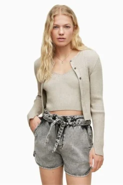 All Saints AllSaints Lexi Silver Cardigan -ALLSAINTS Sales unnamed file 3742