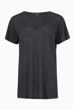 All Saints AllSaints Black Emelyn Shimmer T-Shirt