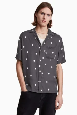 All Saints AllSaints Black Planet Dot Ss Shirt