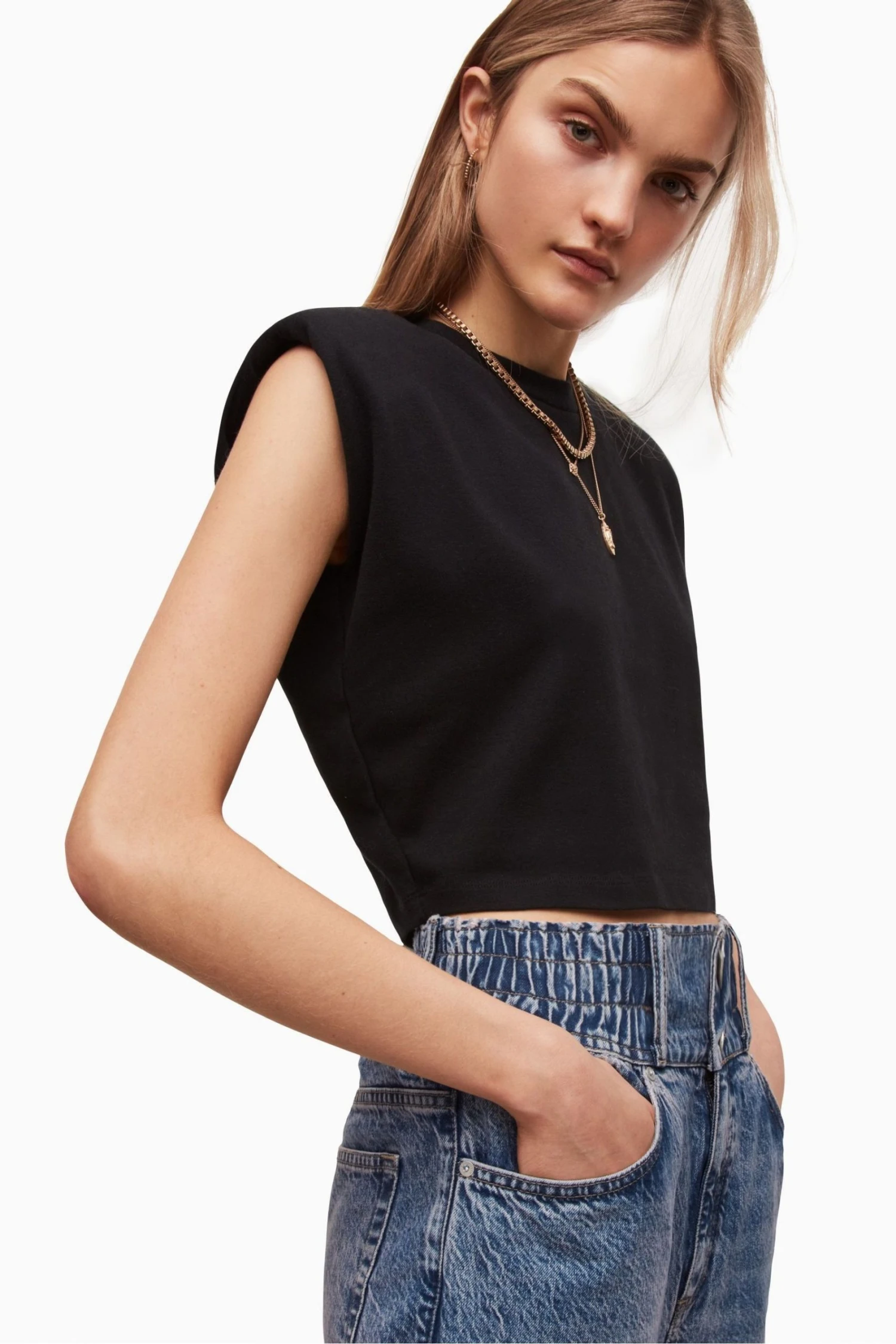 All Saints AllSaints Black Coni Crop Tank 6 All Saints AllSaints Black Coni Crop Tank - Image 4