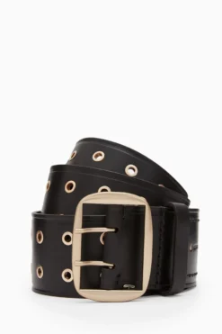 All Saints AllSaints Layla Black Eyelet Belt