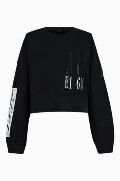 All Saints AllSaints Black Separo Eva Sweat T-Shirt -ALLSAINTS Sales unnamed file 417