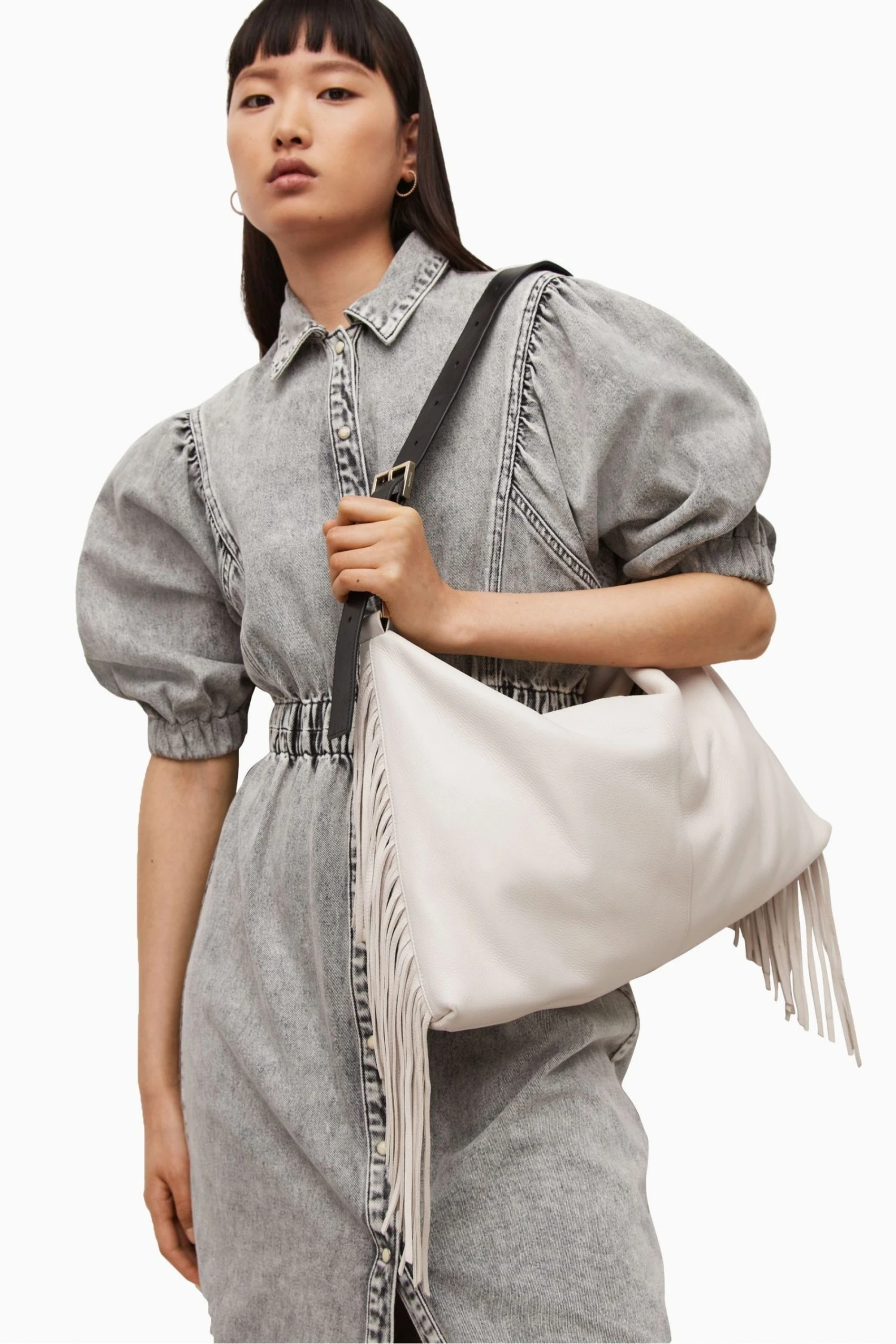 All Saints AllSaints White Edbury Fringe Shoulder Bag 7 All Saints AllSaints White Edbury Fringe Shoulder Bag - Image 5