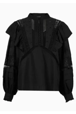 All Saints AllSaints Black Prim Broderie Top -ALLSAINTS Sales unnamed file 4375