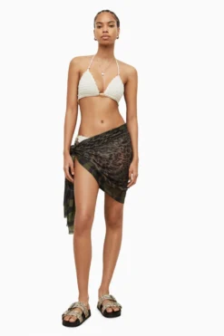 All Saints AllSaints Green Kiku Oblong Scarf