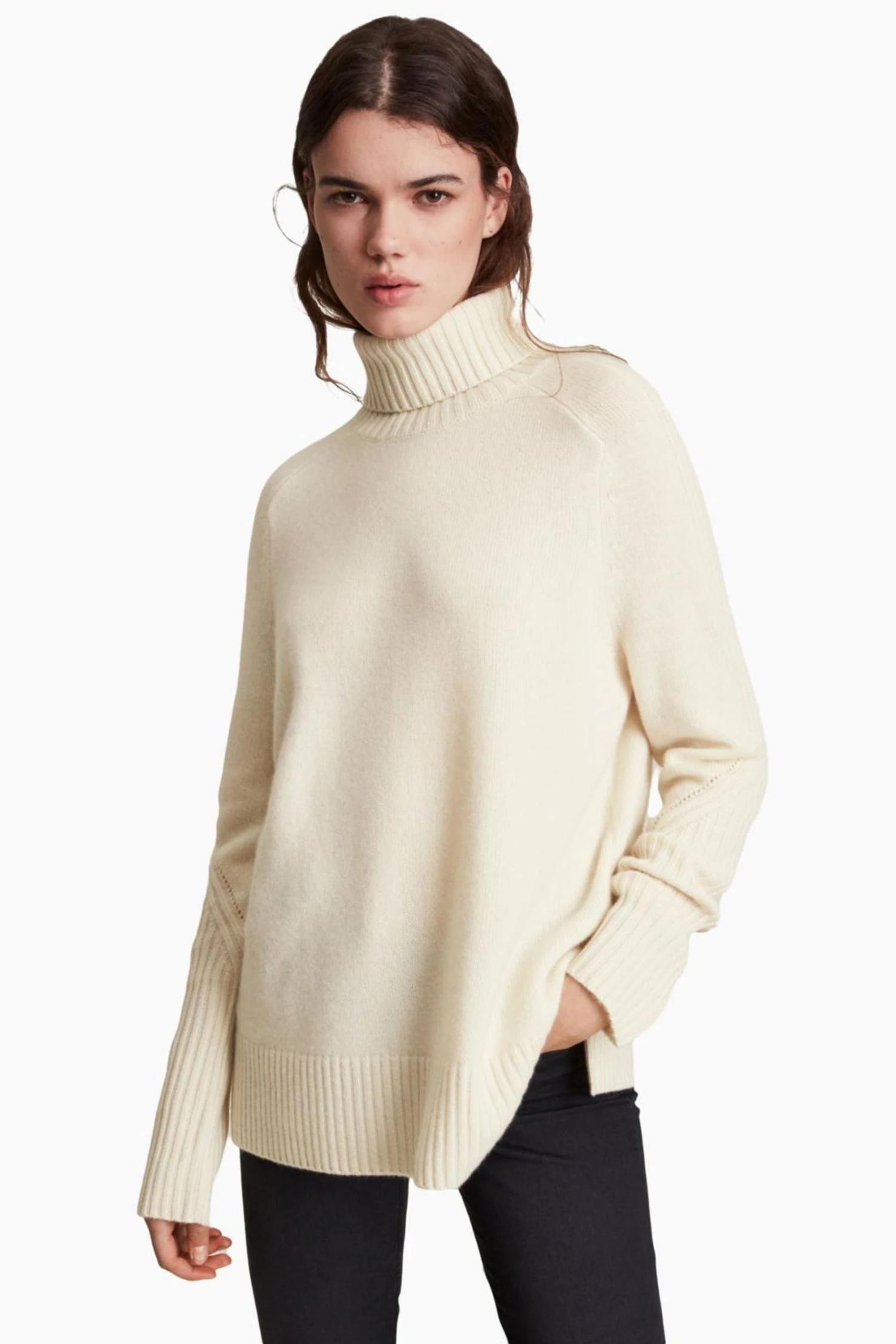 All Saints AllSaints Kiera White Cashmere Roll Jumper 3 All Saints AllSaints Kiera White Cashmere Roll Jumper