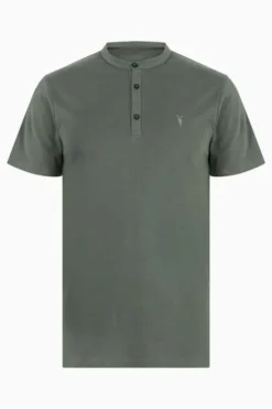 All Saints AllSaints Green Brace Henley T-Shirt -ALLSAINTS Sales unnamed file 582