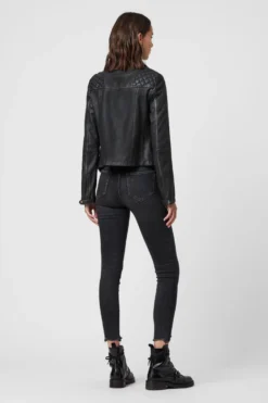 All Saints AllSaints Black Cargo Leather Biker Jacket -ALLSAINTS Sales unnamed file 753 scaled
