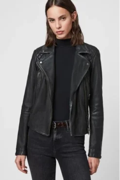 All Saints AllSaints Black Cargo Leather Biker Jacket -ALLSAINTS Sales unnamed file 757