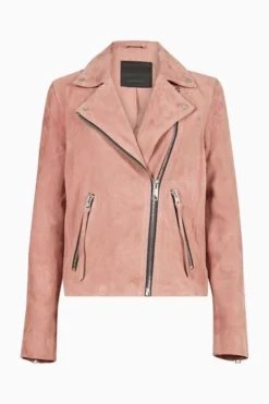 All Saints AllSaints Pink Suede Dalby Biker Jacket 8 All Saints AllSaints Pink Suede Dalby Biker Jacket -ALLSAINTS Sales unnamed file 769