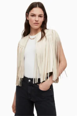 All Saints AllSaints White Astral Tassel Gilet