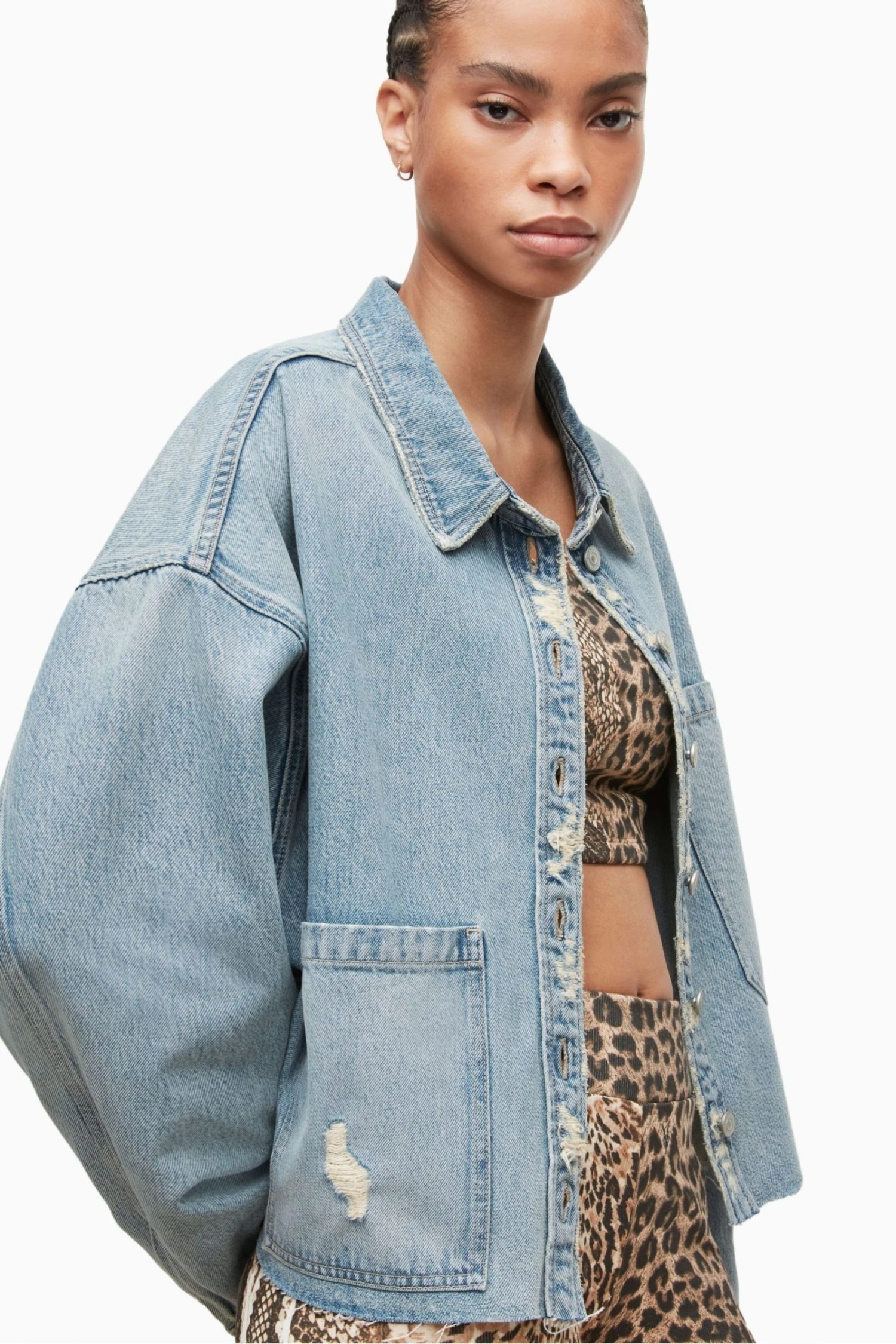 All Saints AllSaints Blue Nicky Shirt Jacket 7 All Saints AllSaints Blue Nicky Shirt Jacket - Image 5