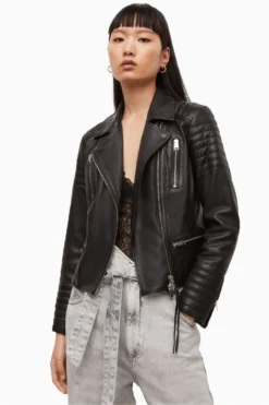 All Saints AllSaints Black Leoni Leather Biker Jacket