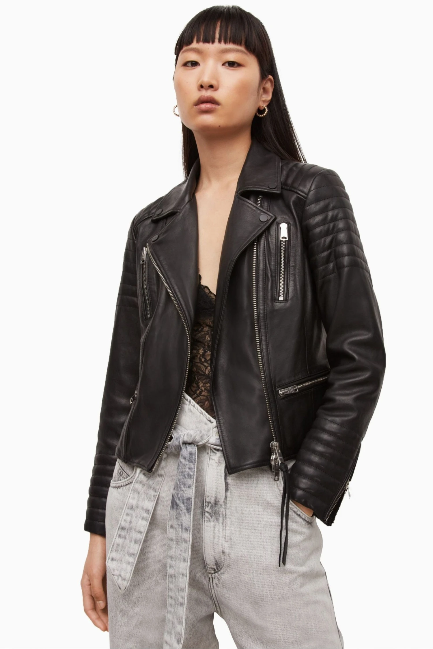 All Saints AllSaints Black Leoni Leather Biker Jacket 3 All Saints AllSaints Black Leoni Leather Biker Jacket