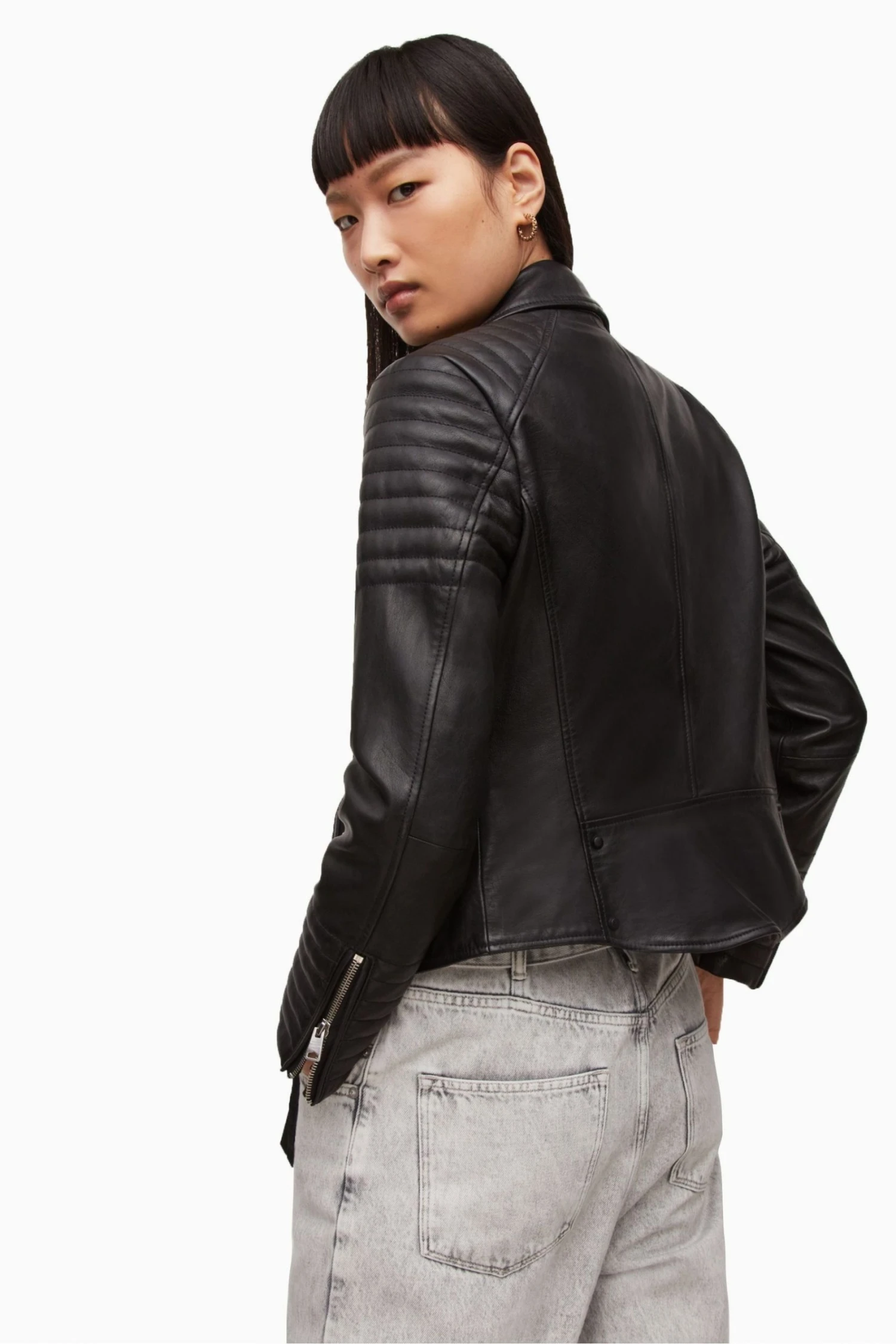 All Saints AllSaints Black Leoni Leather Biker Jacket 4 All Saints AllSaints Black Leoni Leather Biker Jacket - Image 2