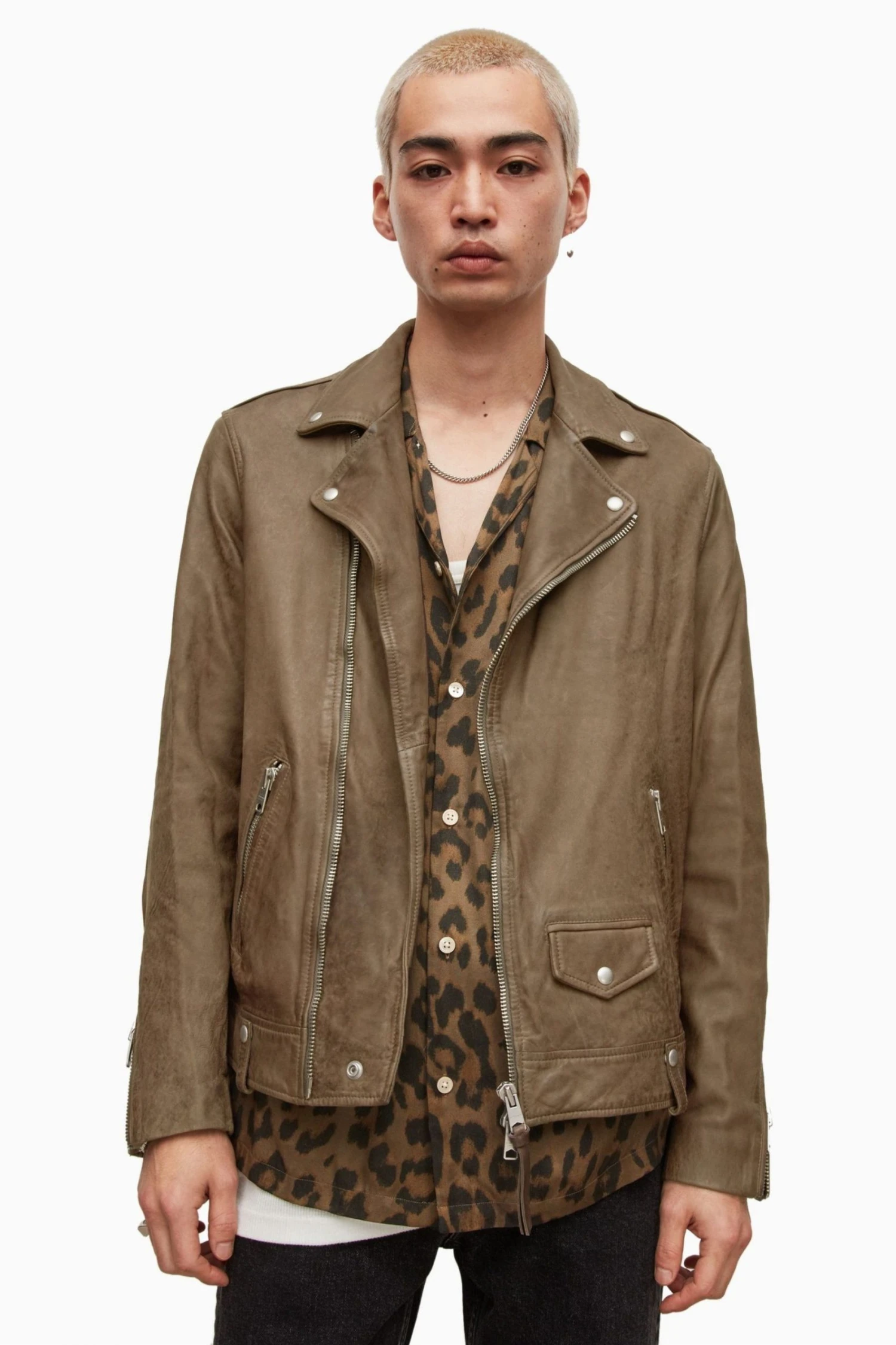 All Saints AllSaints Brown Milo Biker Jacket 3 All Saints AllSaints Brown Milo Biker Jacket