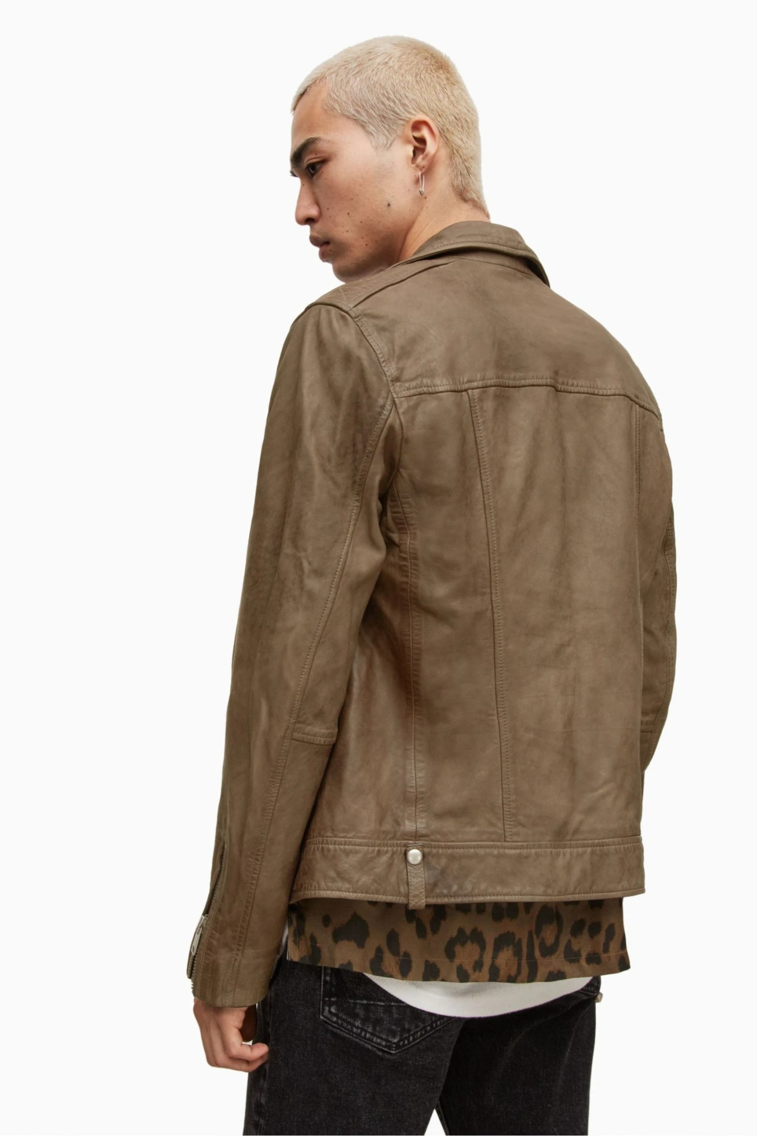 All Saints AllSaints Brown Milo Biker Jacket 4 All Saints AllSaints Brown Milo Biker Jacket - Image 2