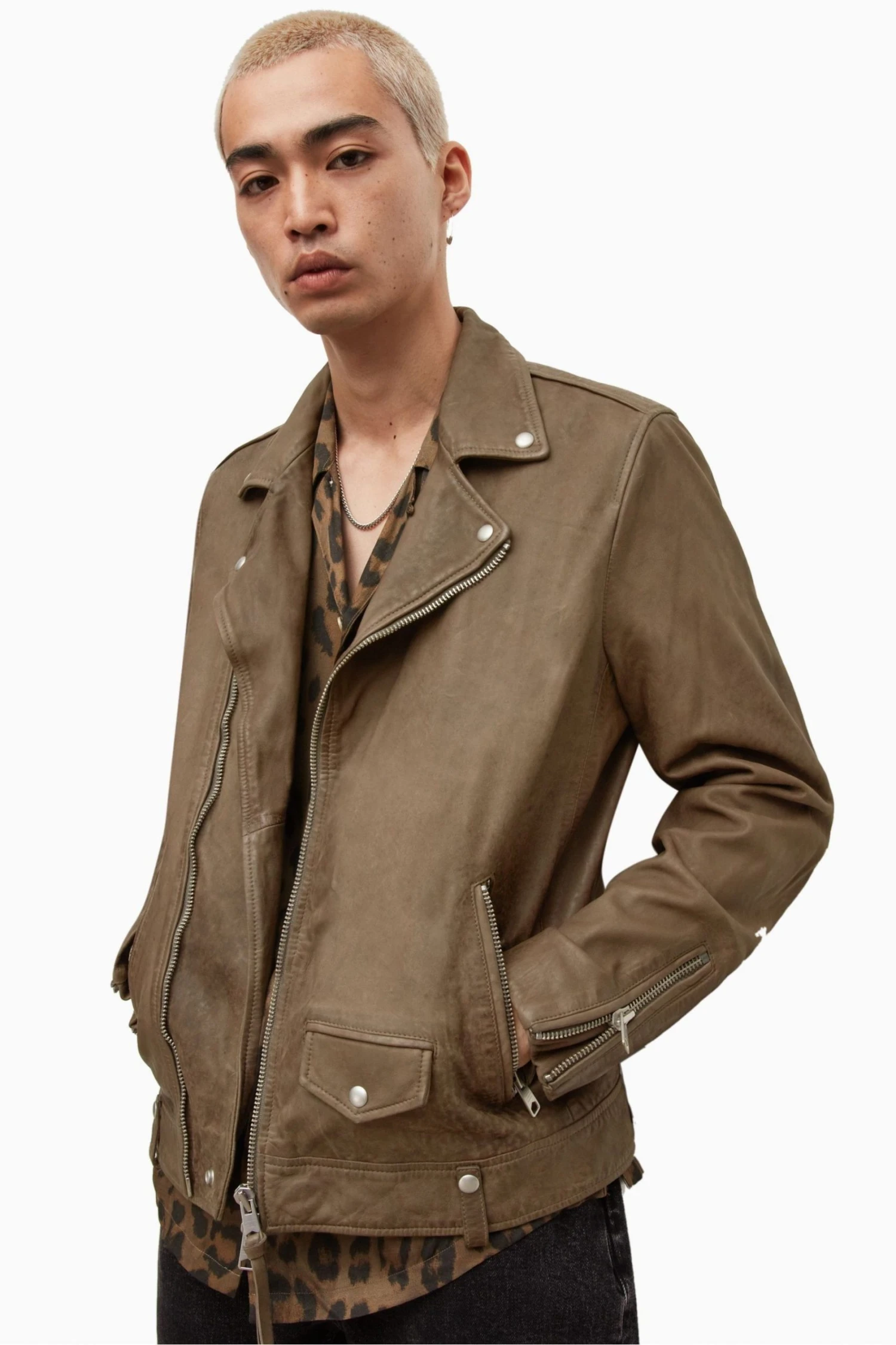 All Saints AllSaints Brown Milo Biker Jacket 7 All Saints AllSaints Brown Milo Biker Jacket - Image 5