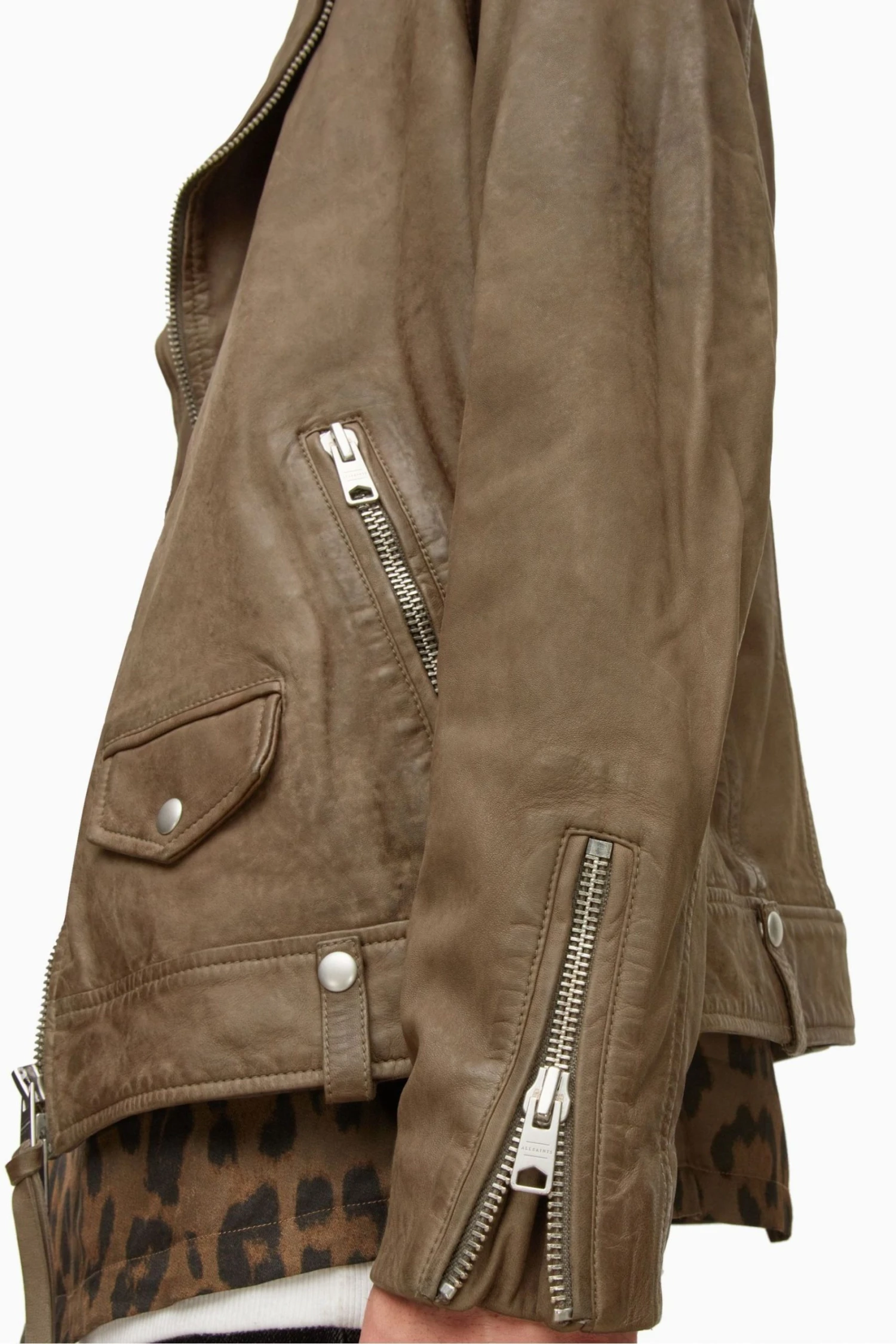 All Saints AllSaints Brown Milo Biker Jacket 9 All Saints AllSaints Brown Milo Biker Jacket - Image 7