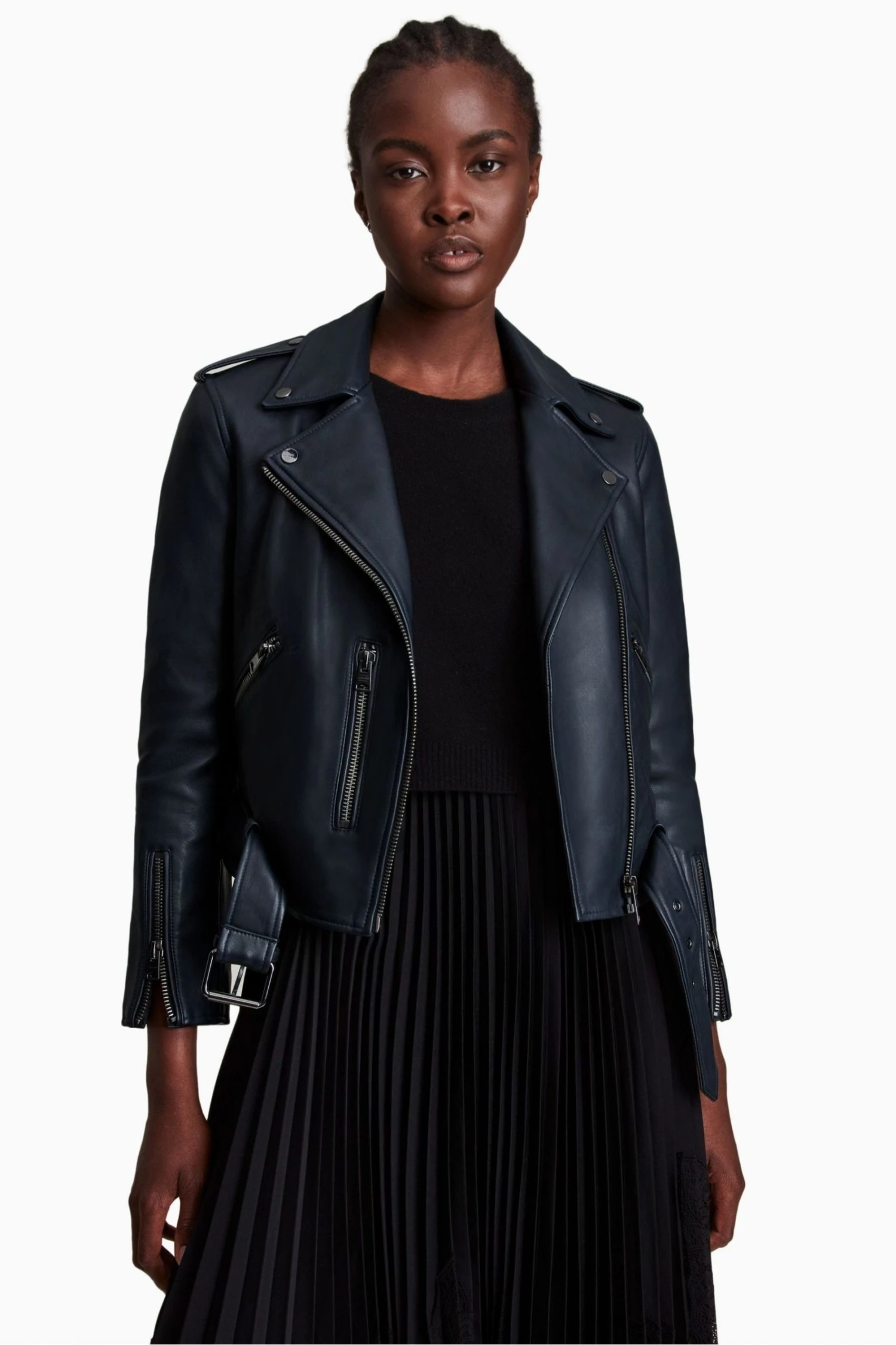 All Saints AllSaints Blue Balfern Biker Jacket 6 All Saints AllSaints Blue Balfern Biker Jacket - Image 4