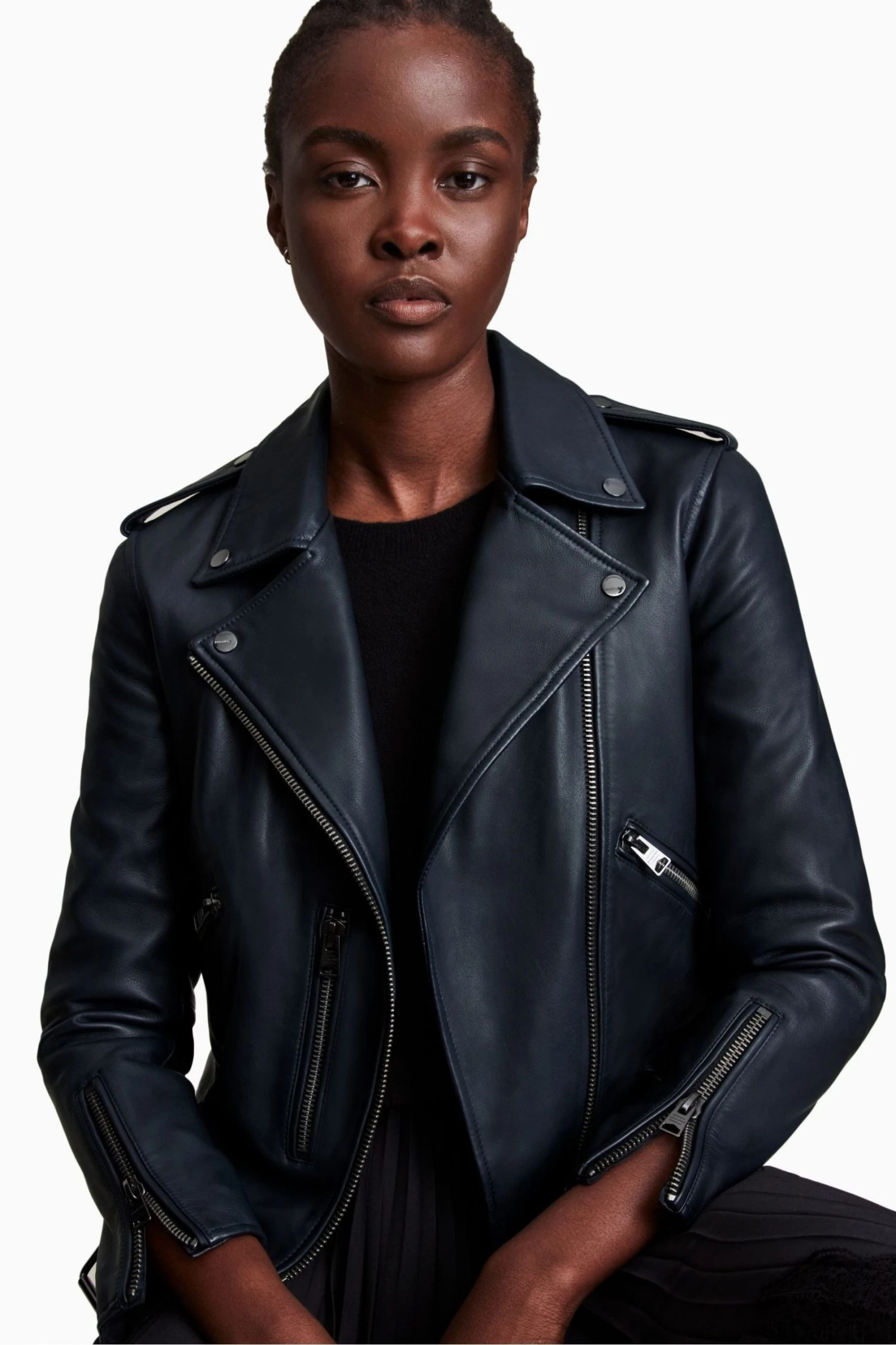 All Saints AllSaints Blue Balfern Biker Jacket 7 All Saints AllSaints Blue Balfern Biker Jacket - Image 5