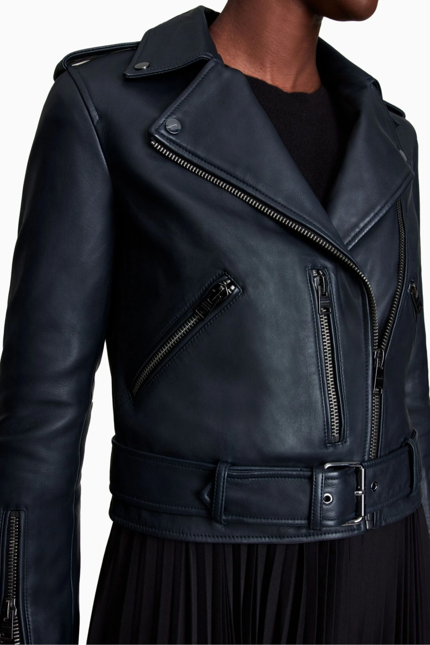 All Saints AllSaints Blue Balfern Biker Jacket 8 All Saints AllSaints Blue Balfern Biker Jacket - Image 6