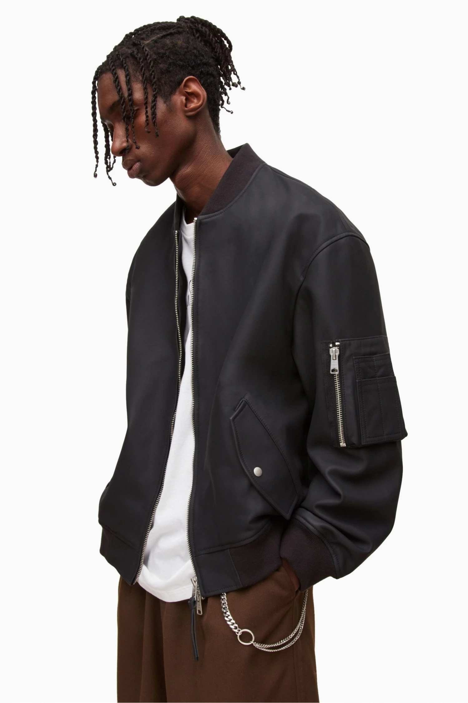 All Saints AllSaints Black Koyo Oversized Bomber Jacket 7 All Saints AllSaints Black Koyo Oversized Bomber Jacket - Image 5