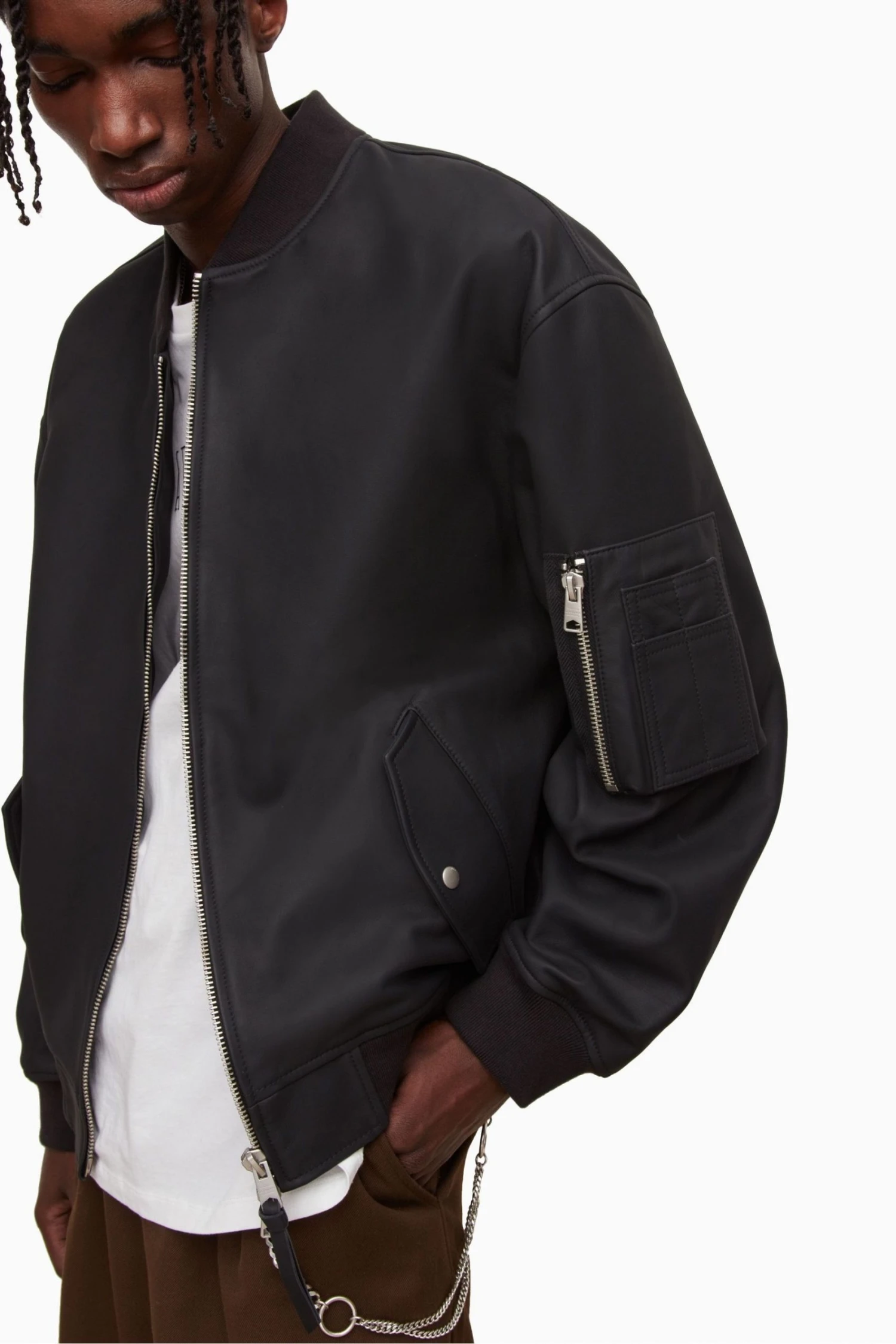 All Saints AllSaints Black Koyo Oversized Bomber Jacket 8 All Saints AllSaints Black Koyo Oversized Bomber Jacket - Image 6