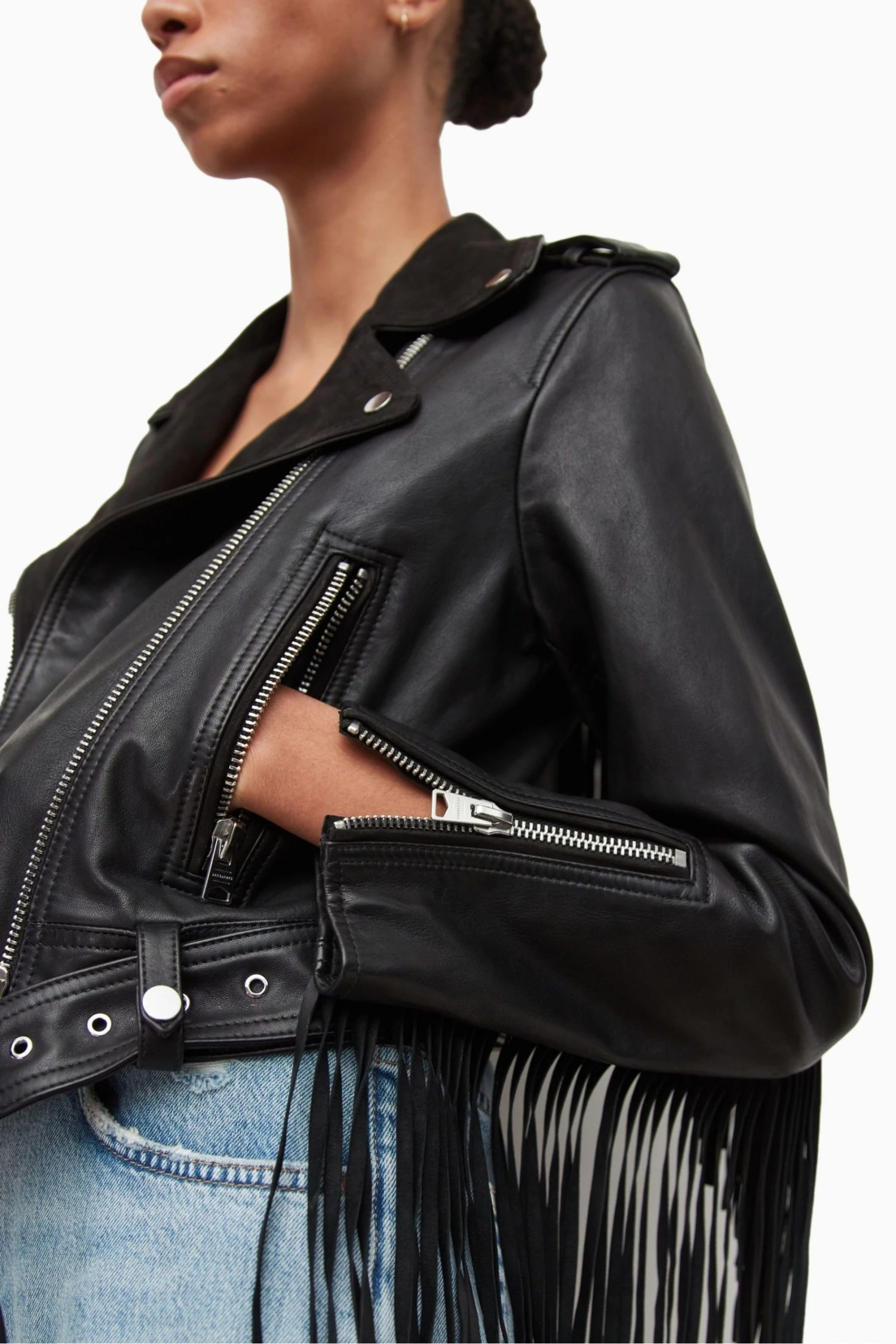 All Saints AllSaints Ayra Black Tassel Jacket 6 All Saints AllSaints Ayra Black Tassel Jacket - Image 4