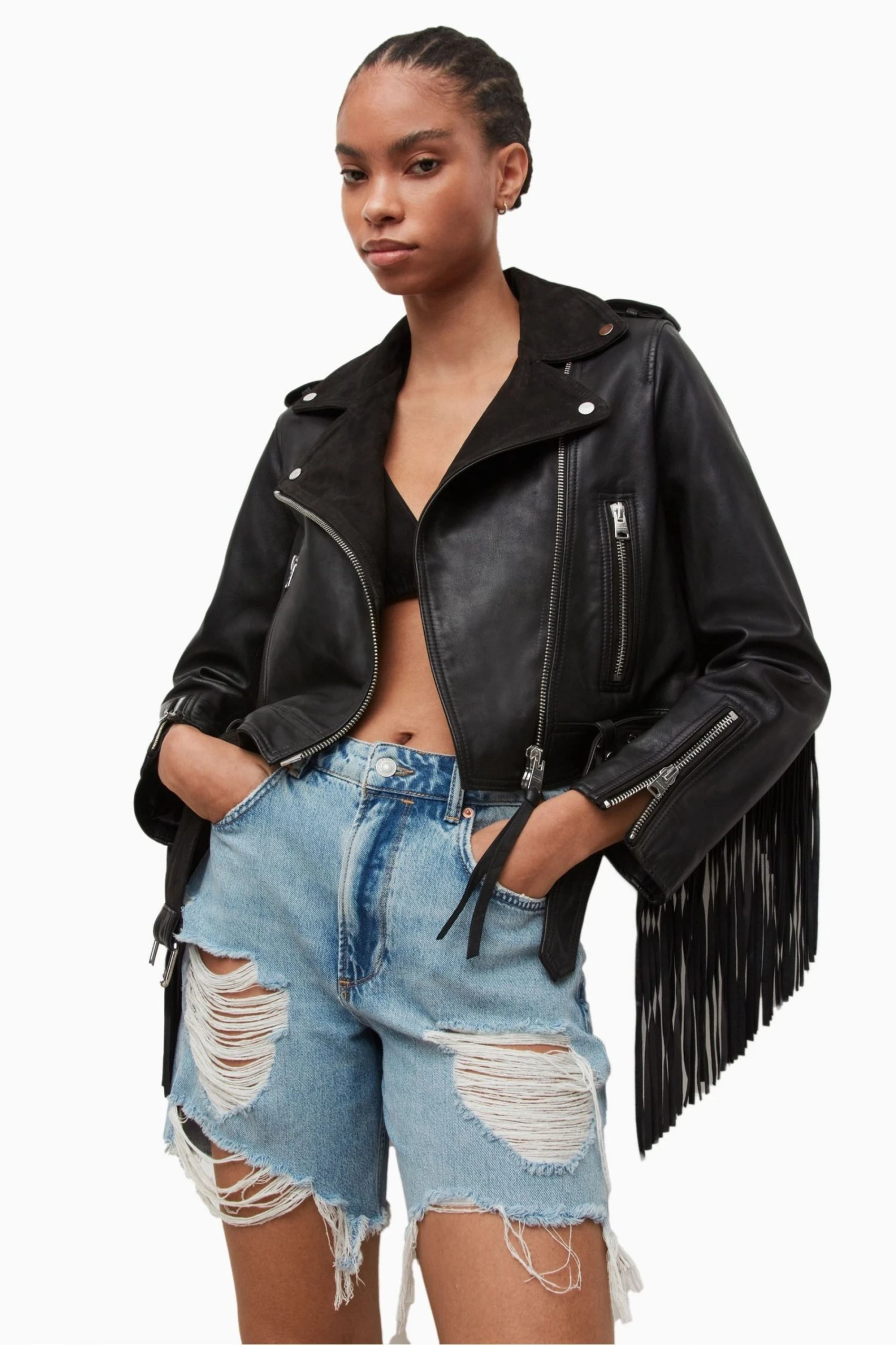 All Saints AllSaints Ayra Black Tassel Jacket 7 All Saints AllSaints Ayra Black Tassel Jacket - Image 5