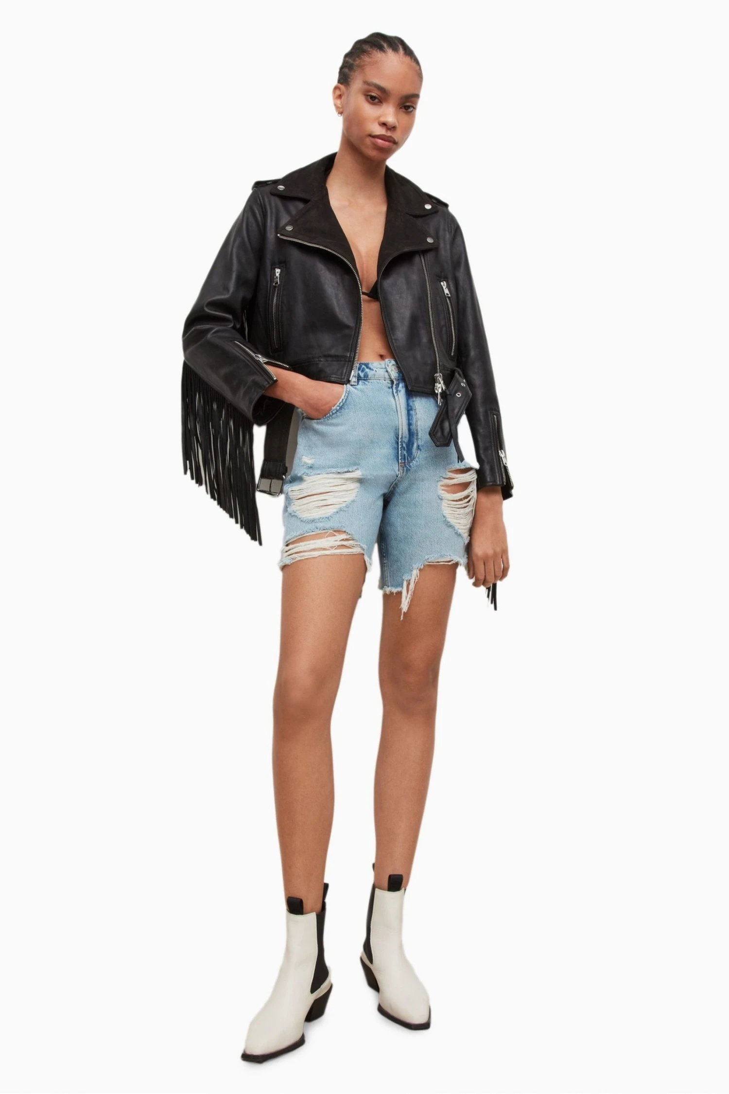 All Saints AllSaints Ayra Black Tassel Jacket 8 All Saints AllSaints Ayra Black Tassel Jacket - Image 6