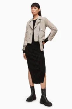 All Saints Womens Grey Suede Balfern Biker Jacket -ALLSAINTS Sales unnamed file 988 scaled