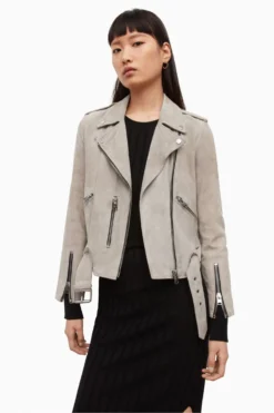 All Saints Womens Grey Suede Balfern Biker Jacket -ALLSAINTS Sales unnamed file 990 scaled